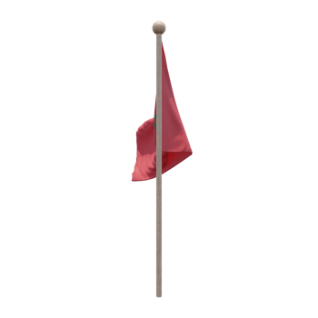 Morocco 3d illustration flag on pole. Wood flagpole png