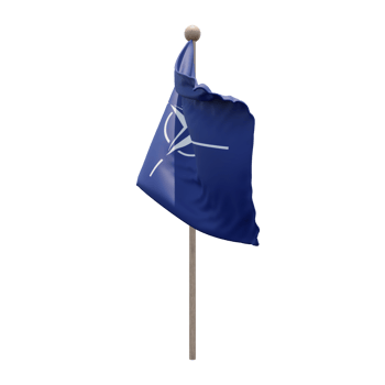 NATO 3d illustration flag on pole. Wood flagpole png