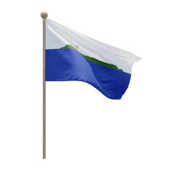 Navassa Island 3d illustration flag on pole. Wood flagpole png