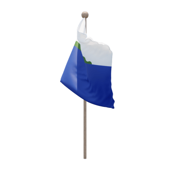 Navassa Island 3d illustration flag on pole. Wood flagpole png