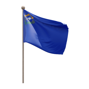 Nevada 3d illustration flag on pole. Wood flagpole png