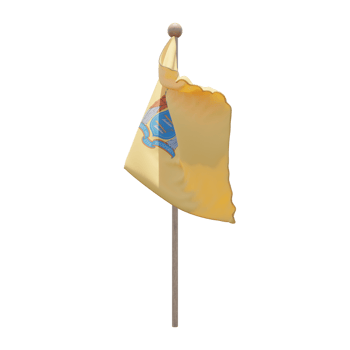 New Jersey 3d illustration flag on pole. Wood flagpole png