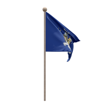 New York 3d illustration flag on pole. Wood flagpole png