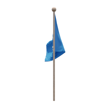 Nordic Council 3d illustration flag on pole. Wood flagpole png