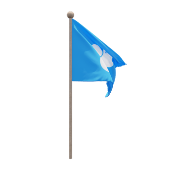 OPEC 3d illustration flag on pole. Wood flagpole png