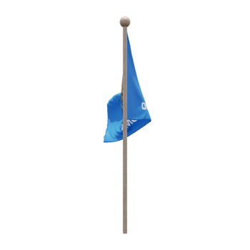 Oklahoma 3d illustration flag on pole. Wood flagpole png