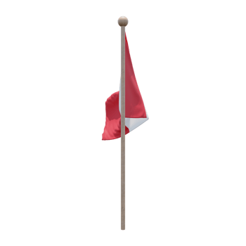 Peru 3d illustration flag on pole. Wood flagpole png
