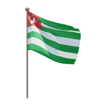 Republic of Abkhazia 3d illustration flag on pole. Wood flagpole png