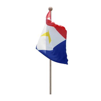 Saba 3d illustration flag on pole. Wood flagpole png