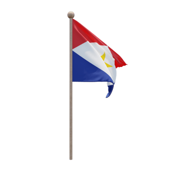Saba 3d illustration flag on pole. Wood flagpole png