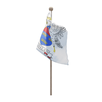 Saint Barthelemy 3d illustration flag on pole. Wood flagpole png