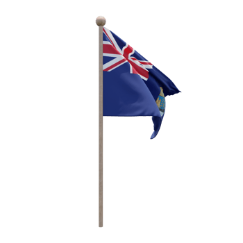 Saint Helena 3d illustration flag on pole. Wood flagpole png