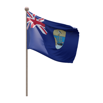 Saint Helena 3d illustration flag on pole. Wood flagpole png