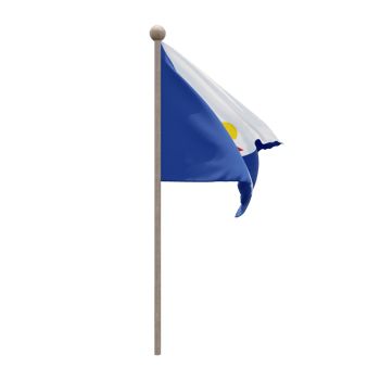 Saint Martin 3d illustration flag on pole. Wood flagpole png
