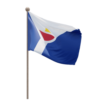 Saint Martin 3d illustration flag on pole. Wood flagpole png