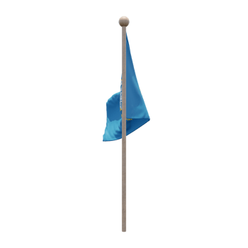 South Dakota 3d illustration flag on pole. Wood flagpole png