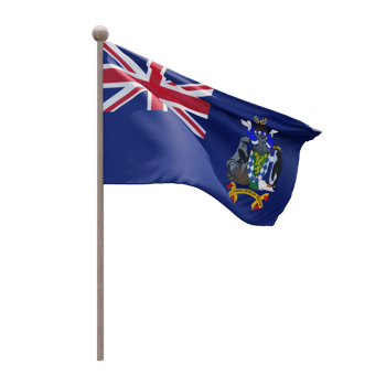 South Georgia and the South Sandwich Islands 3d illustration flag on pole. Wood flagpole png