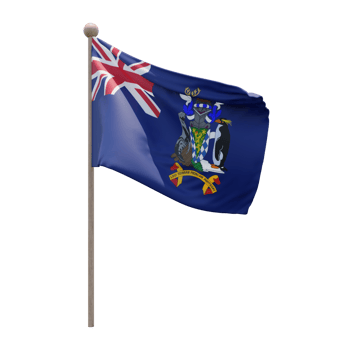 South Georgia and the South Sandwich Islands 3d illustration flag on pole. Wood flagpole png