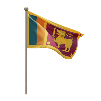 Sri Lanka 3d illustration flag on pole. Wood flagpole png