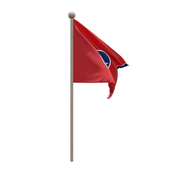 Tennessee 3d illustration flag on pole. Wood flagpole png