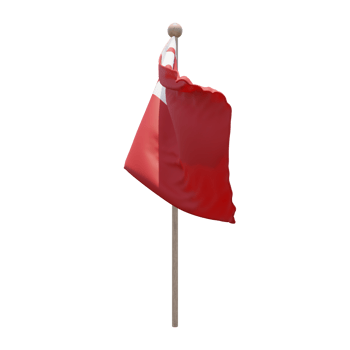Tonga 3d illustration flag on pole. Wood flagpole png