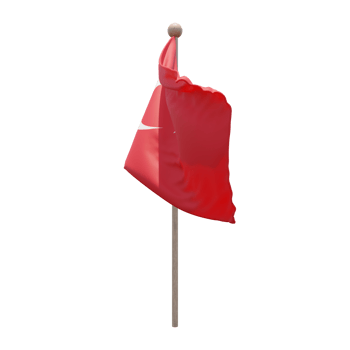 Turkey 3d illustration flag on pole. Wood flagpole png
