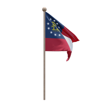US Georgia 3d illustration flag on pole. Wood flagpole png