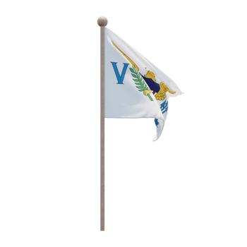 United States Virgin Islands 3d illustration flag on pole. Wood flagpole png