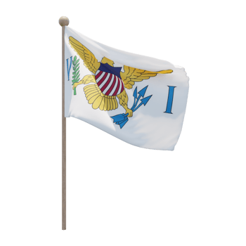 United States Virgin Islands 3d illustration flag on pole. Wood flagpole png