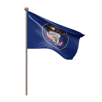 Utah 3d illustration flag on pole. Wood flagpole png
