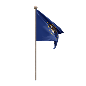 Utah 3d illustration flag on pole. Wood flagpole png