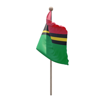 Vanuatu 3d illustration flag on pole. Wood flagpole png