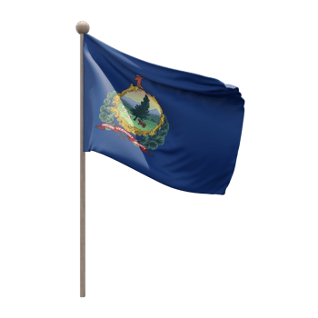 Vermont 3d illustration flag on pole. Wood flagpole png