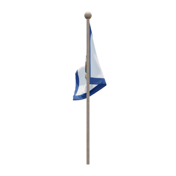 West Virginia 3d illustration flag on pole. Wood flagpole png
