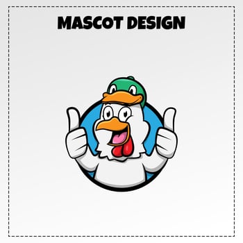 Chicken Food Logo Vector Animal Mascot Illustration Design