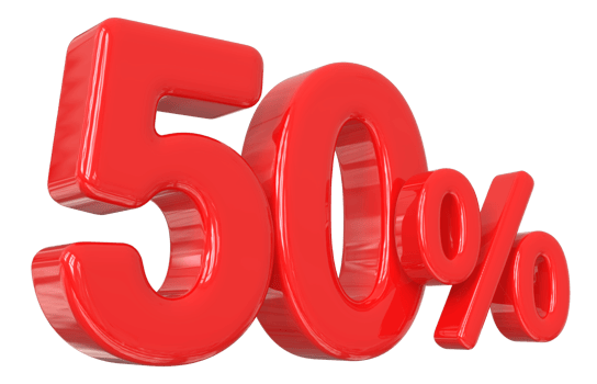 promotion number 50 percent 3d png