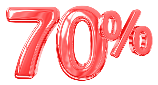 promotion number 70 percent 3d png