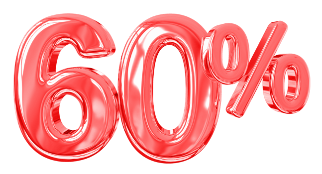 promotion number 60 percent 3d png