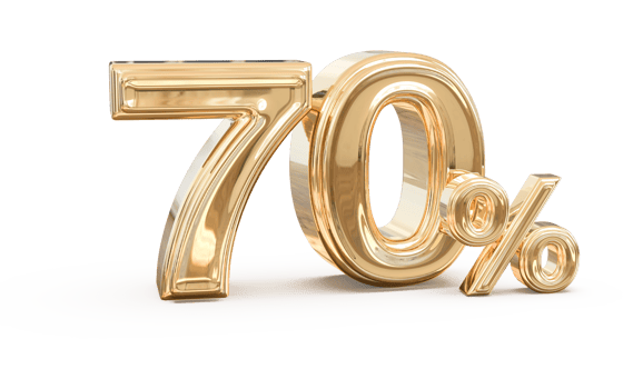 promotion number 70 percent 3d png