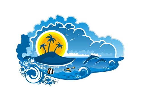 Tropical island paradise vector