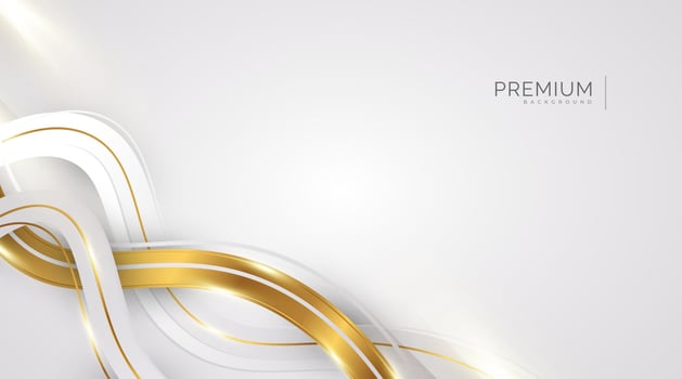 Luxury White and Gold Background with Golden Lines and Paper Cut Style. Premium Gray and Gold Background for Award, Nomination, Ceremony, Formal Invitation or Certificate Design vector