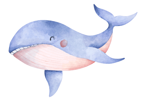 Cute blue whale. Underwater animal art. Watercolor illustration. png