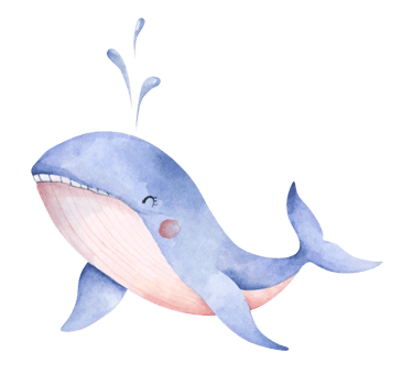 Cute blue whale. Underwater animal art. Watercolor illustration. png