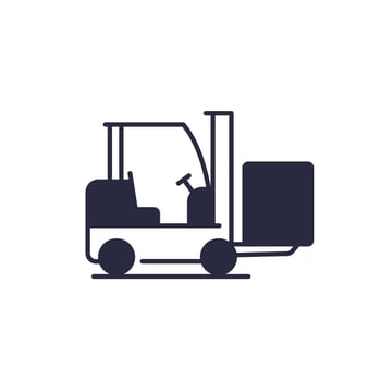 Forklift truck with box icon vector