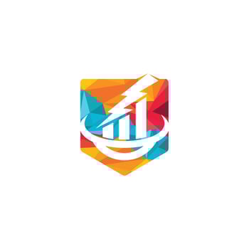 Business finance logo with concept of thunderstorm. vector