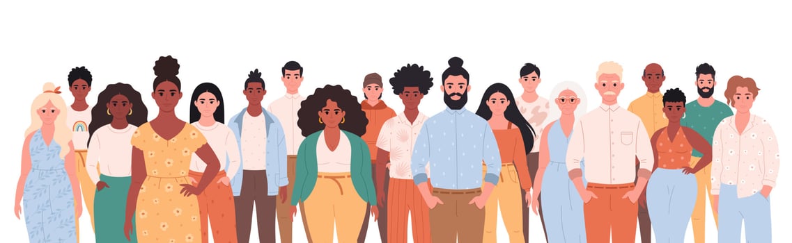People of different age, races, appearance. Multicultural society. Social diversity of people in modern society vector