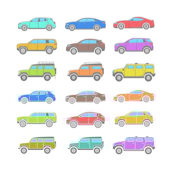 Flat Colorful Car Collection vector
