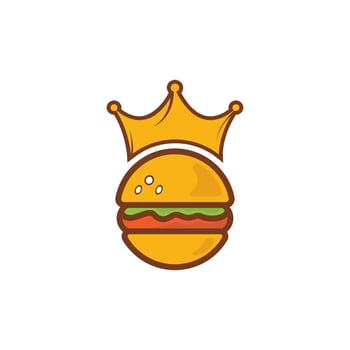 Burger king vector logo design. Burger with crown icon logo concept.