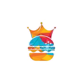 Burger king vector logo design. Burger with crown icon logo concept.