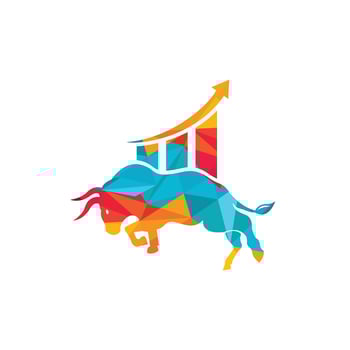 Financial bull logo design. Trade Bull Chart, finance logo. Economy finance chart bar business productivity logo icon. vector